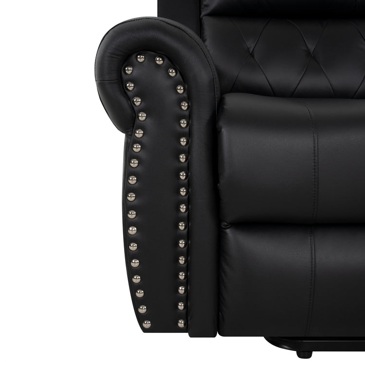 Fauteuil inclinable électrique clouté en cuir Air Premium avec repose-pieds et télécommande