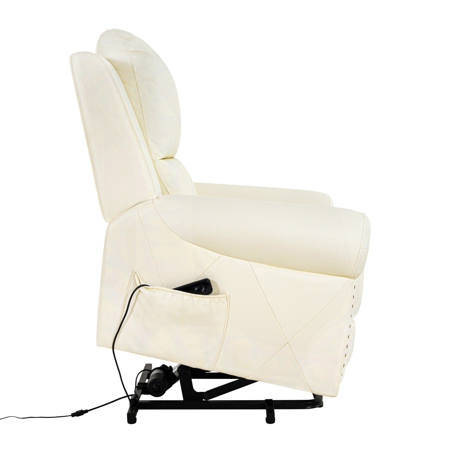 Fauteuil inclinable électrique clouté en cuir Air Premium avec repose-pieds et télécommande