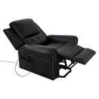 Fauteuil inclinable électrique clouté en cuir Air Premium avec repose-pieds et télécommande