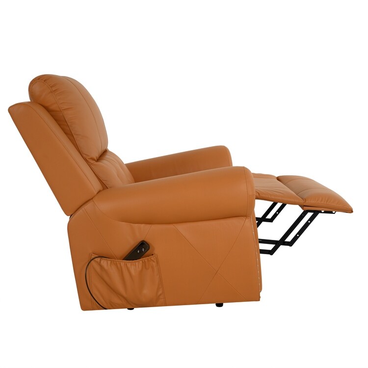 Fauteuil inclinable électrique clouté en cuir Air Premium avec repose-pieds et télécommande