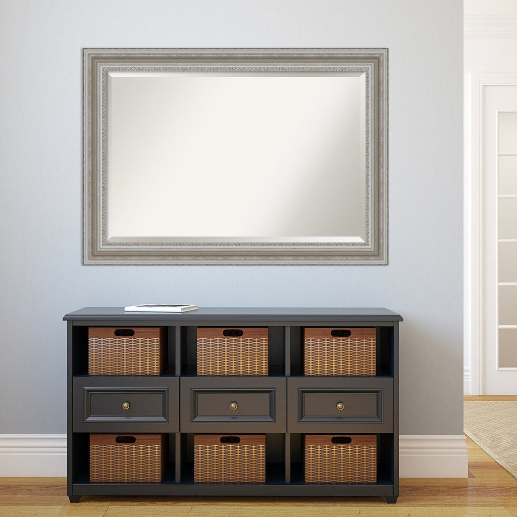 Miroir mural biseauté pour salle de bain - Cadre argenté Parlor