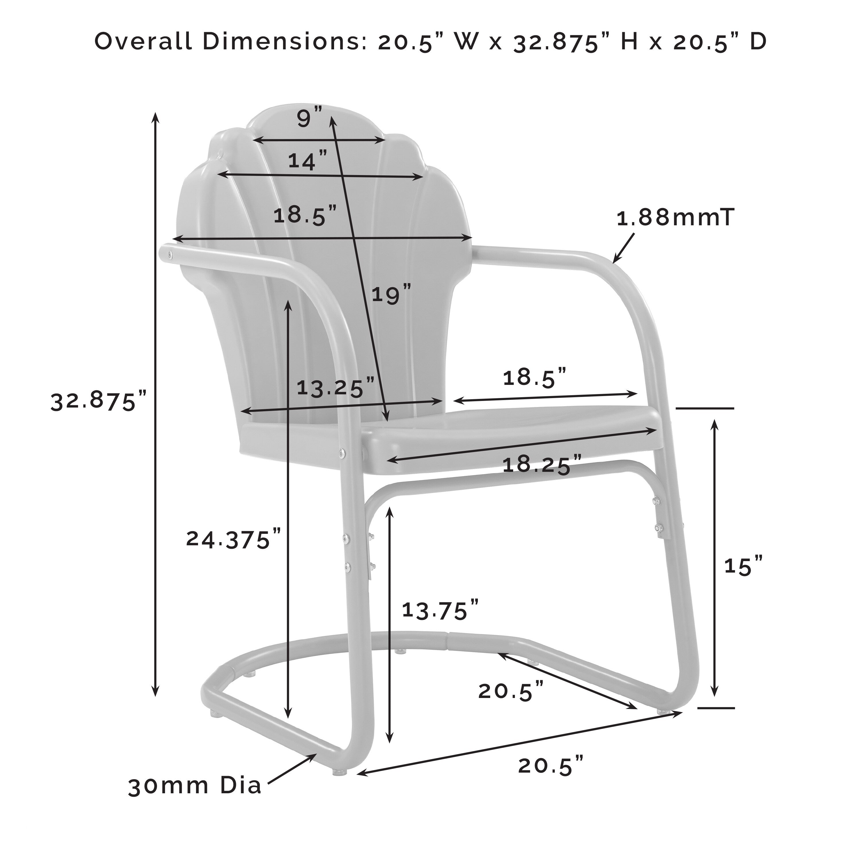 Ensemble de salle à manger d'extérieur Crosley Tulip 5 pièces - 98 L x 98 P x 32,88 H