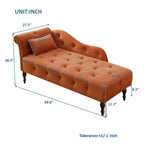 Chaise longue en velours 61 avec 1 oreiller et garniture cloutée