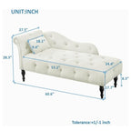 Chaise longue en velours 61 avec 1 oreiller et garniture cloutée