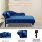 Chaise longue en velours 61 avec 1 oreiller et garniture cloutée