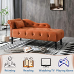 Chaise longue en velours 61 avec 1 oreiller et garniture cloutée