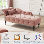 Chaise longue en velours 61 avec 1 oreiller et garniture cloutée