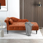 Chaise longue en velours 61 avec 1 oreiller et garniture cloutée