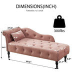 Chaise longue en velours 61 avec 1 oreiller et garniture cloutée