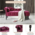 Chaise longue en velours 61 avec 1 oreiller et garniture cloutée