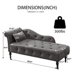 Chaise longue en velours 61 avec 1 oreiller et garniture cloutée
