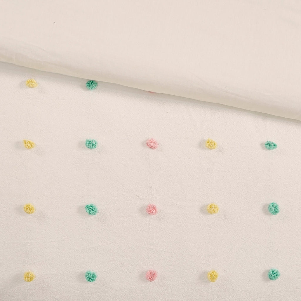 Parure de couette Ensley en coton jacquard à pompons par Intelligent Design Kids