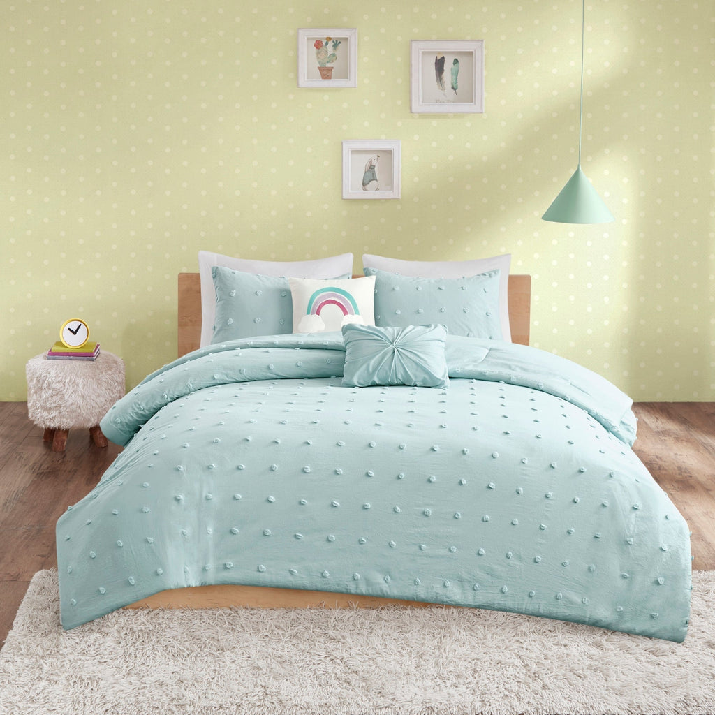 Parure de couette Ensley en coton jacquard à pompons par Intelligent Design Kids