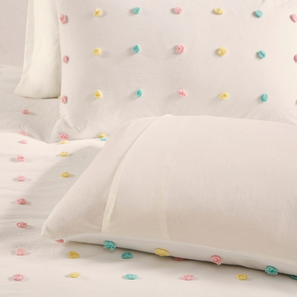 Parure de couette Ensley en coton jacquard à pompons par Intelligent Design Kids