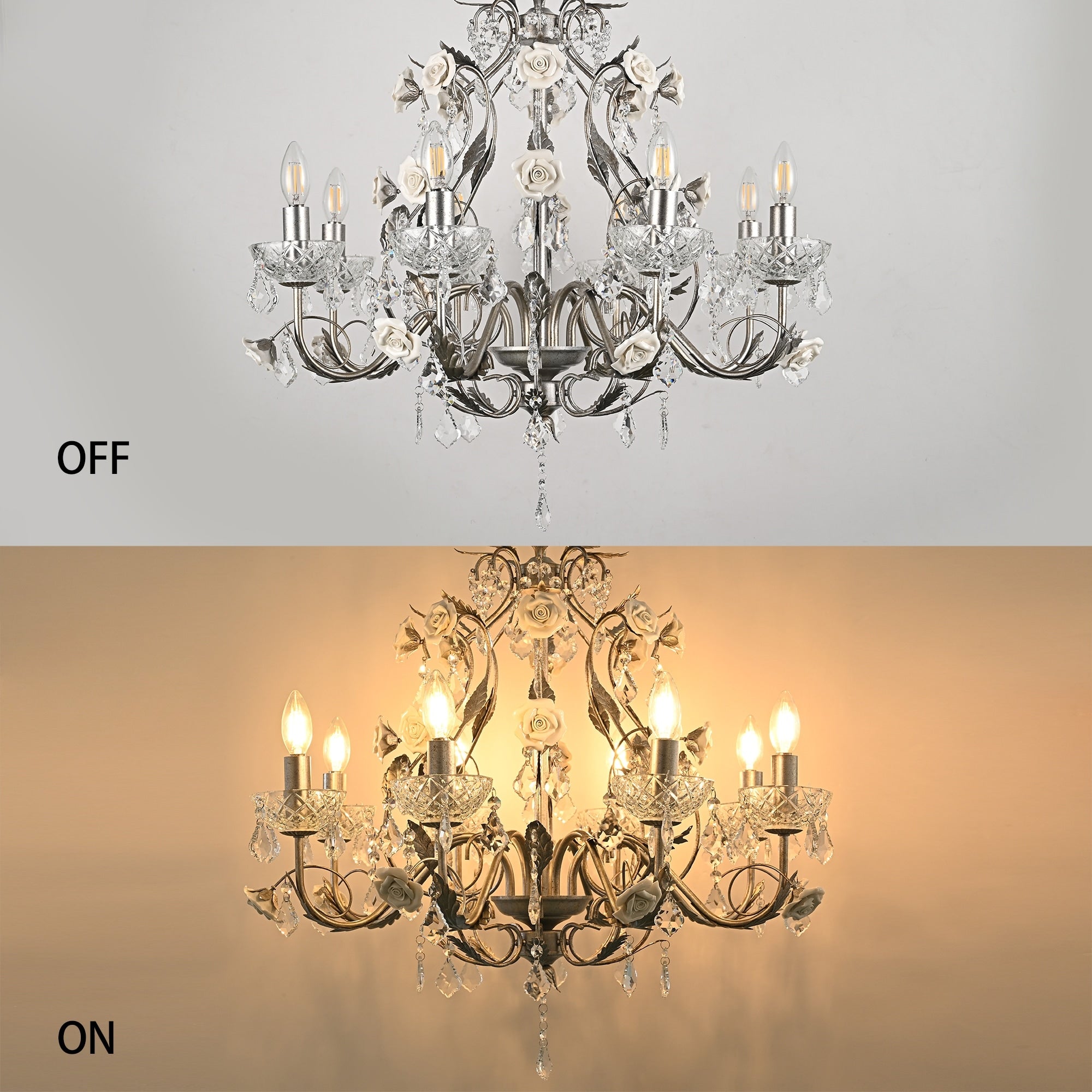 Magnifique et élégant lustre décoratif vintage en cristal rose Palace