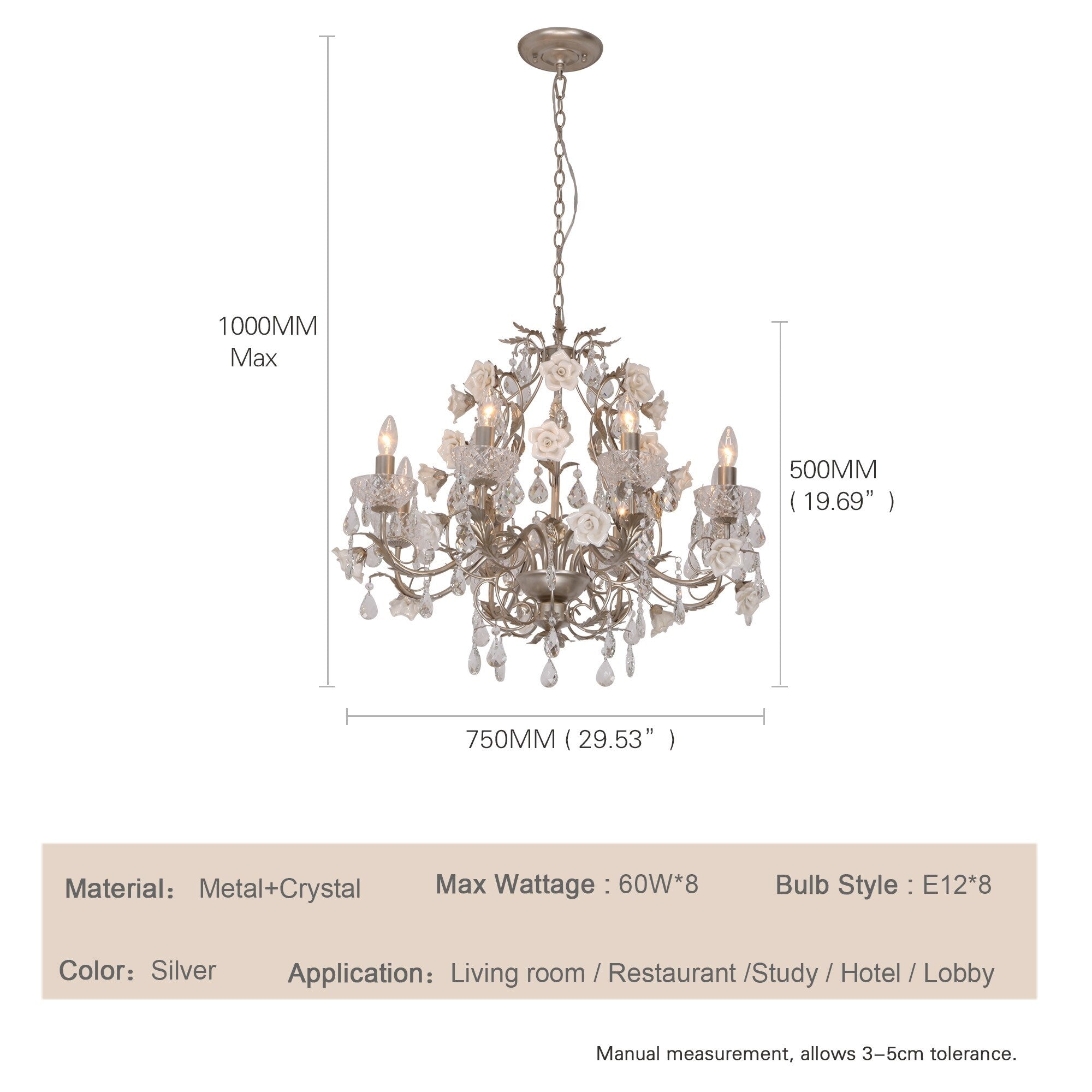 Magnifique et élégant lustre décoratif vintage en cristal rose Palace