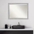 Miroir mural biseauté pour salle de bain - Cadre en nickel brossé Vista