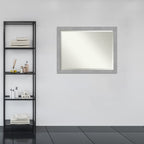 Miroir mural biseauté pour salle de bain - Cadre en nickel brossé Vista