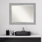 Miroir mural biseauté pour salle de bain - Cadre en nickel brossé Vista