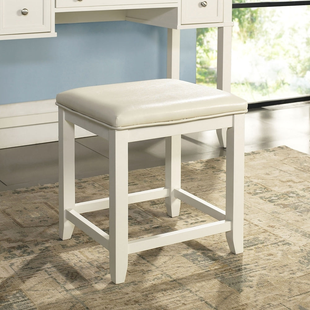 Tabouret de coiffeuse Crosley Vista blanc - 17,5 L x 15,75 P x 19,25 H