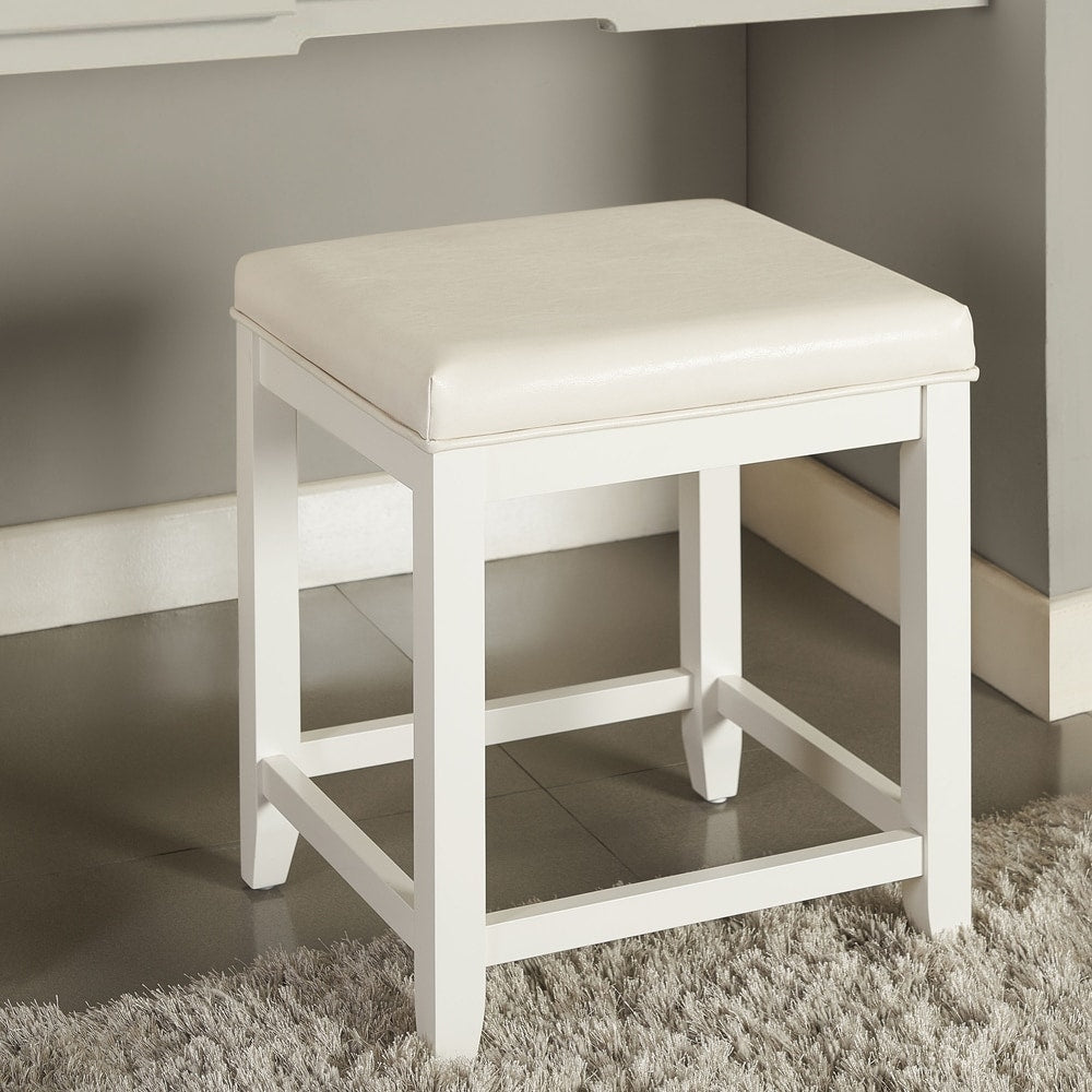 Tabouret de coiffeuse Crosley Vista blanc - 17,5 L x 15,75 P x 19,25 H