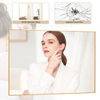 Miroir mural de salle de bain rectangulaire classique avec cadre en métal