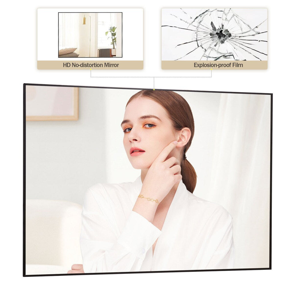 Miroir mural de salle de bain rectangulaire classique avec cadre en métal