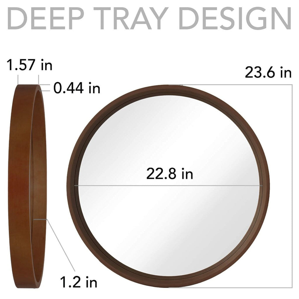 Miroir mural rond classique de style ferme avec cadre en bois