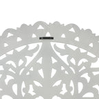 Décoration murale ronde en bois blanc vieilli avec mandala floral (31,5 po)
