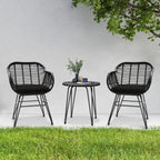 Ensemble de 3 chaises de jardin en osier avec coussins pour terrasse, piscine, jardin et véranda - 21,2 L x 23,6 l x 31,5 H