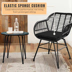 Ensemble de 3 chaises de jardin en osier avec coussins pour terrasse, piscine, jardin et véranda - 21,2 L x 23,6 l x 31,5 H