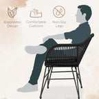 Ensemble de 3 chaises de jardin en osier avec coussins pour terrasse, piscine, jardin et véranda - 21,2 L x 23,6 l x 31,5 H