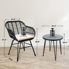 Ensemble de 3 chaises de jardin en osier avec coussins pour terrasse, piscine, jardin et véranda - 21,2 L x 23,6 l x 31,5 H