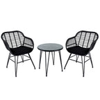 Ensemble de 3 chaises de jardin en osier avec coussins pour terrasse, piscine, jardin et véranda - 21,2 L x 23,6 l x 31,5 H