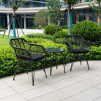 Ensemble de 3 chaises de jardin en osier avec coussins pour terrasse, piscine, jardin et véranda - 21,2 L x 23,6 l x 31,5 H