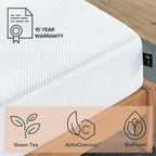Matelas ZINUS 10 pouces en mousse à mémoire de forme au thé vert, gel rafraîchissant, soulageant la pression, certifié CertiPUR-US
